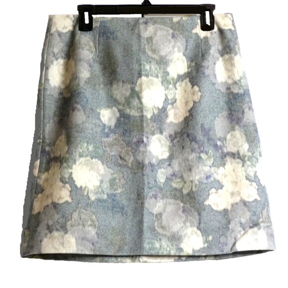 Hobbs Wool blend Plaid Skirt Size 8 Gray Floral London UK British NWT - Picture 1 of 7